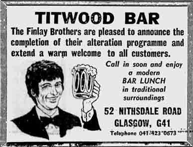Titwood Bar advert 1978